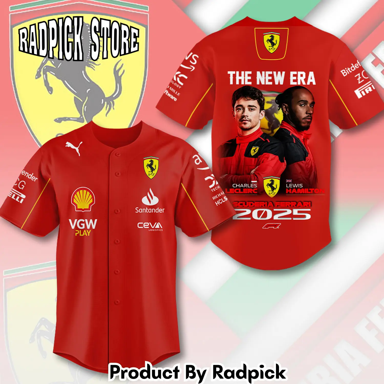 Radpick scuderia ferrari baseball baseball jersey 9195 rp127135